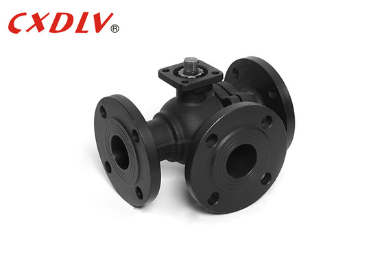 3-Wege-Flangen-Kugelventil PN16 aus Gusseisen mit ISO5211 TOP