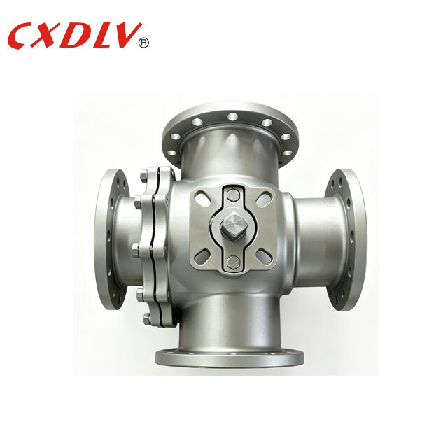 4-Wege-Full-Port-Flanged-End-Kugelventil T-Bore PN16 mit ISO5211 TOP