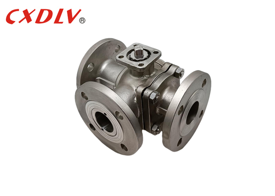 3-Wege-Full-Port-Flanged-End-Diverter-Ventil PN16 mit ISO5211 TOP
